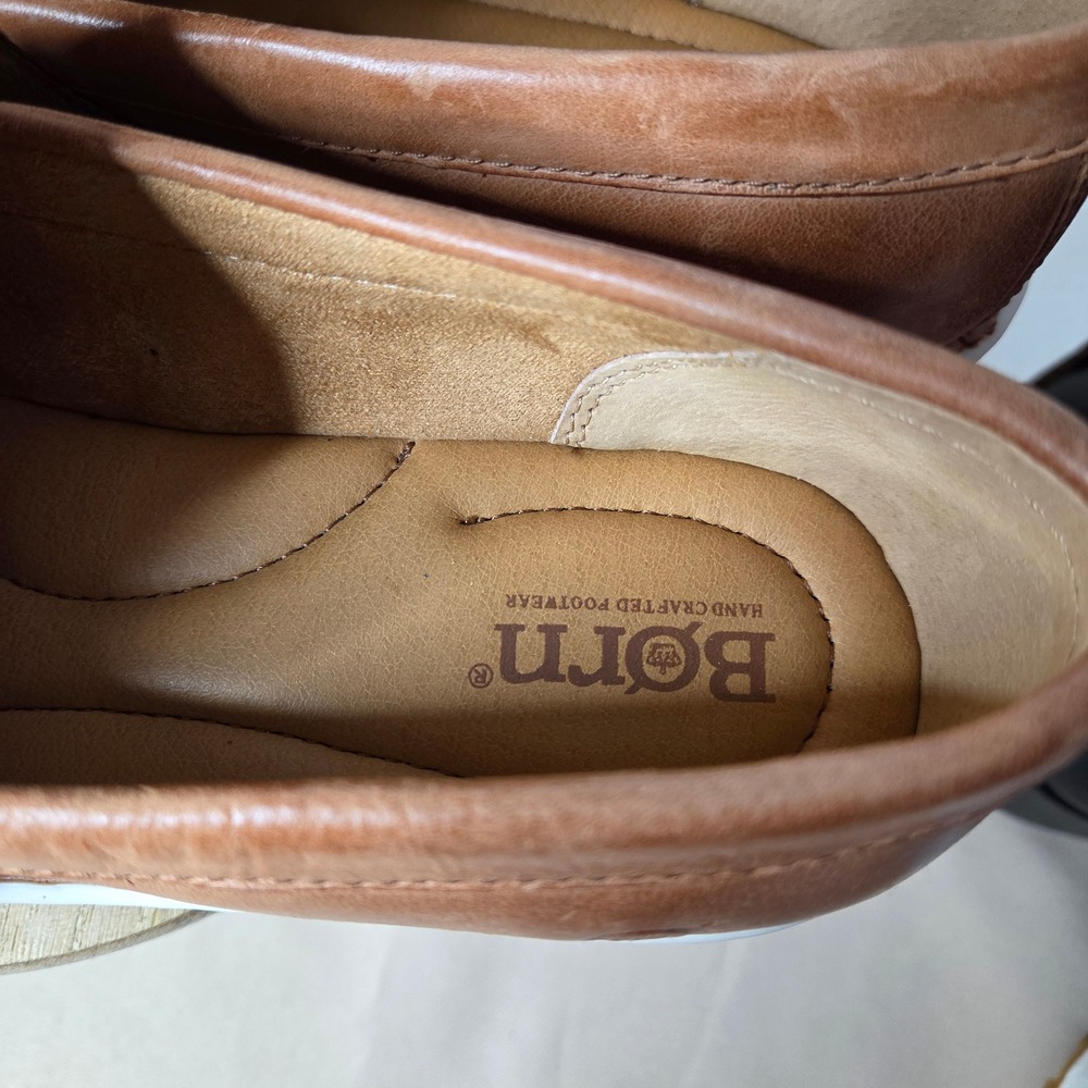 Born Contessa Tan Leather Platform Loafers Buckle Strap Lug Sole Shoes Womens 9M - Picture 5 of 15